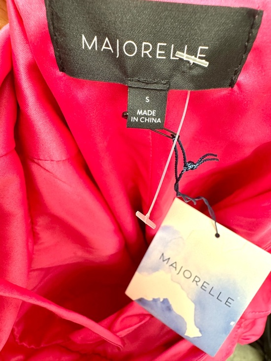 MAJORELLE Pink Satin Ruffle Wrap Nelly Mini Dress in Paradise Pink New with Tags - Picture 8 of 13